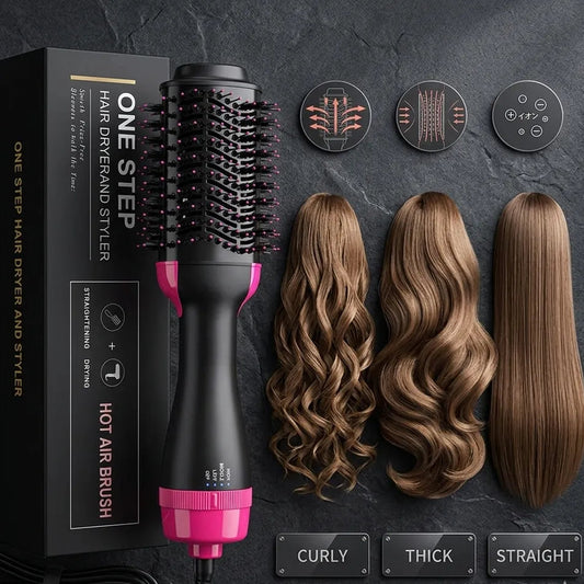 3-in-1 Hair Dryer Brush Black Ceramic Coated