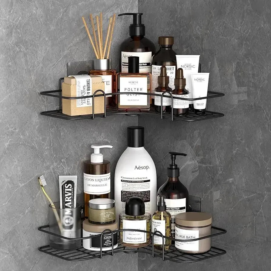 Stainless Steel Corner Bathroom Shelf Black