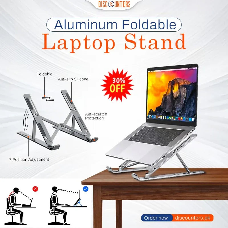 Portable 1 Pcs Foldable Laptop Stand in Grey