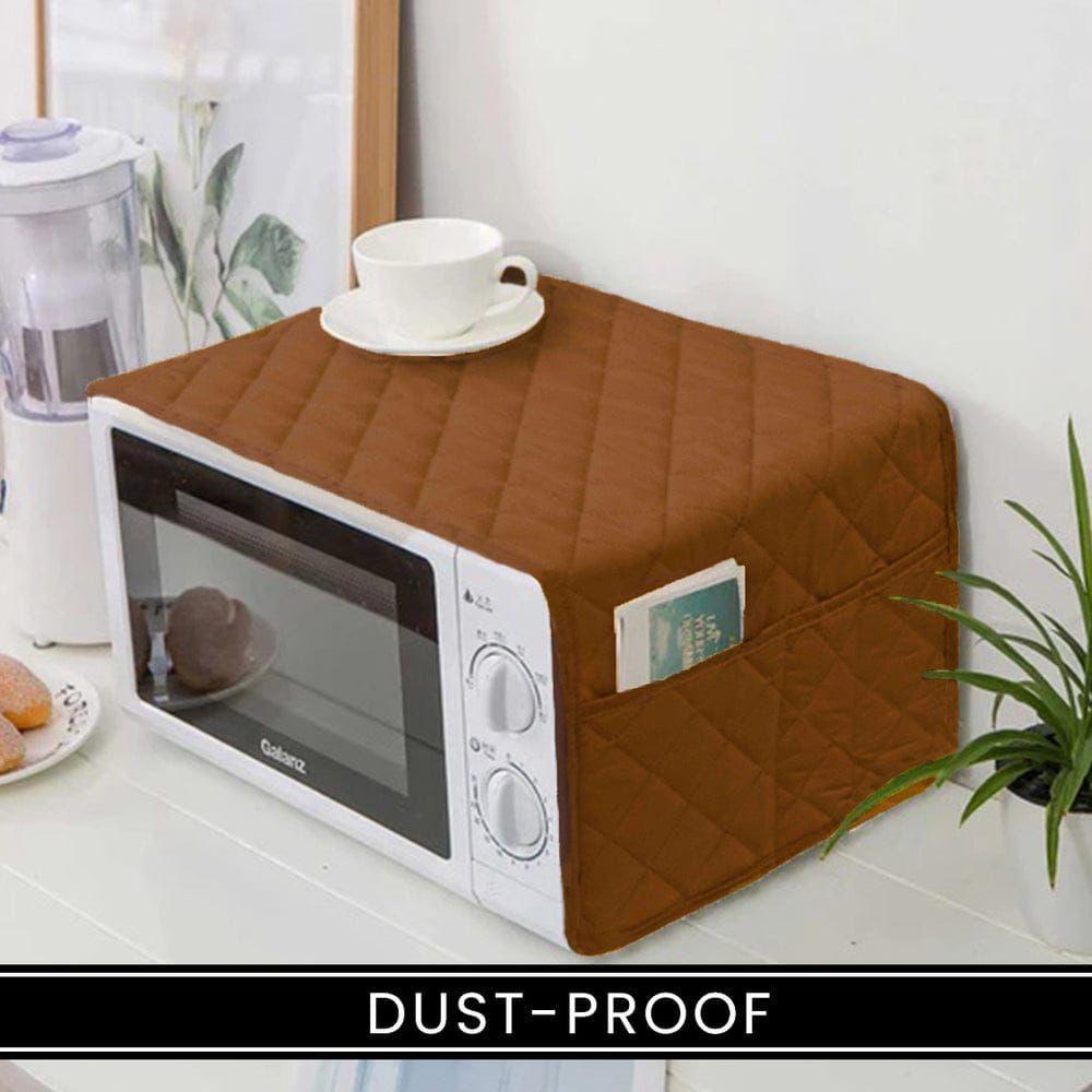 Microwave Cover Dust Proof Quilted Brown Terry Cotton