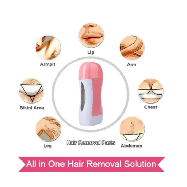 depilatory wax heater machine with roll on wax refill and waxing strips for body and face hair removal, 3 in 1 wax machine for women and man